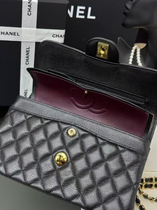 Chanel Classic Cavier Gold Leather Bag - Picture 8 of 8